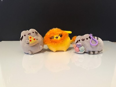 Pusheen Plush Backpack Clips Pastel Cat Keychain BUNDLE Pizza, Lion, Ice cream