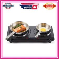 Elite Gourmet EDB-302BF# Countertop Double Cast Iron Burner, 1500 Watts Electric