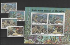 BARBADOS 1980 Poissons Fish 4 V + BF Neuf sans charnière MF54180