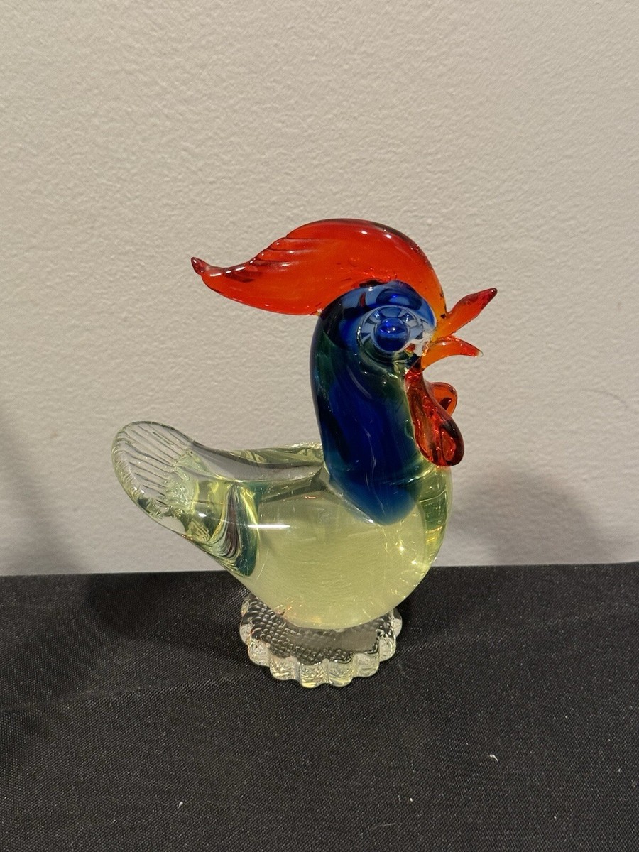 Murano Uranium Vaseline Glass Bird Chicken Hen Rooster | eBay
