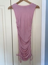 WOMENS BABY PINK SLEEVELESS BODYCON DRESS WITH RUCHED DRAWSTRING SIDE UK 6-12