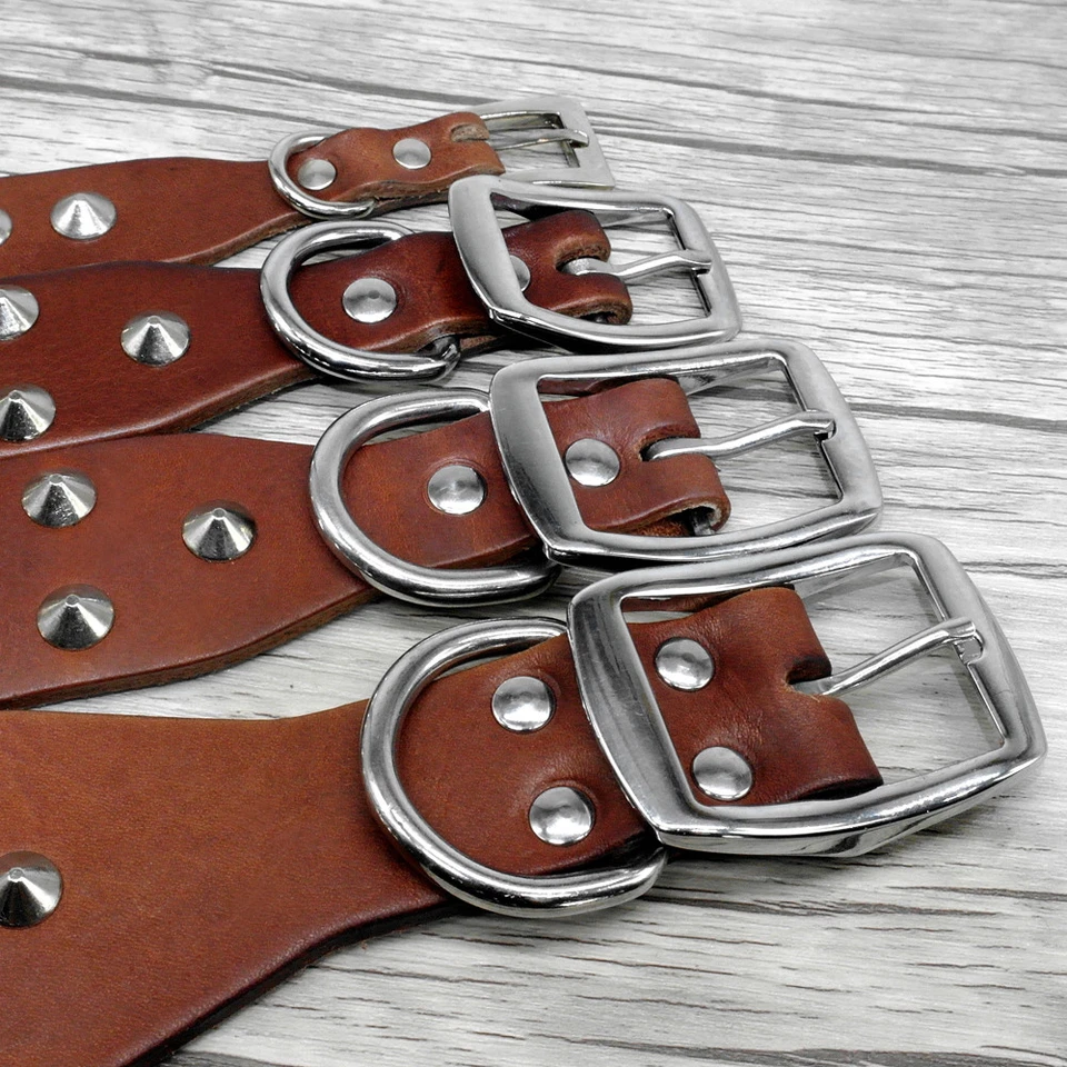 Cool Spiked Studded Genuine Leather Pet Dog Collar Heavy Duty for Dogs S M L XL - Image 4 of 4