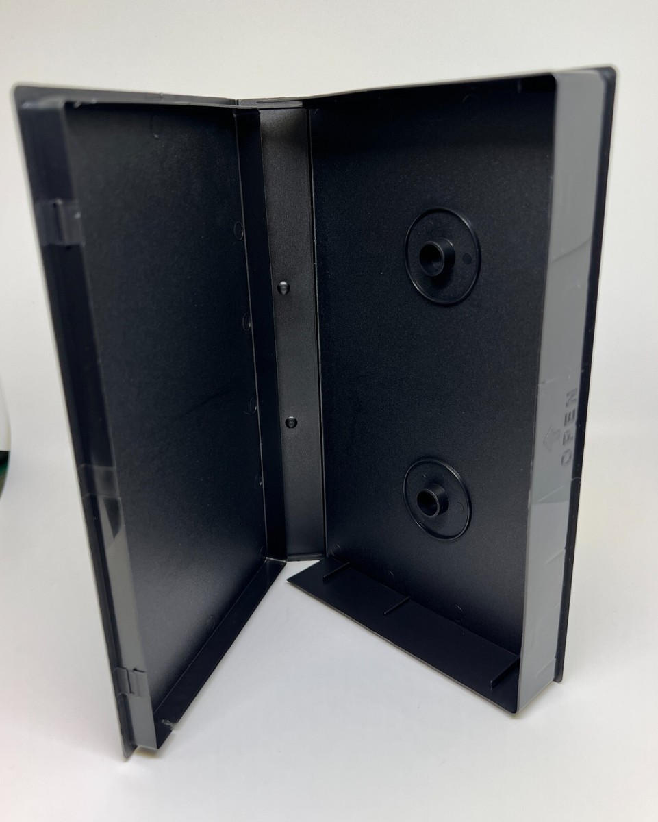 2 BLACK VHS CASE VIDEO BOX LIBRARY CASE WITH HUB, FULL SLEEVE