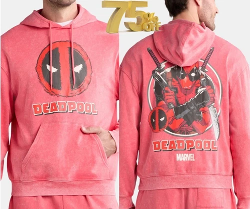 Deadpool Men's 2XL 50-52 Swords Graphic Hoodie with Long Sleeves COLOR RED - Picture 1 of 13