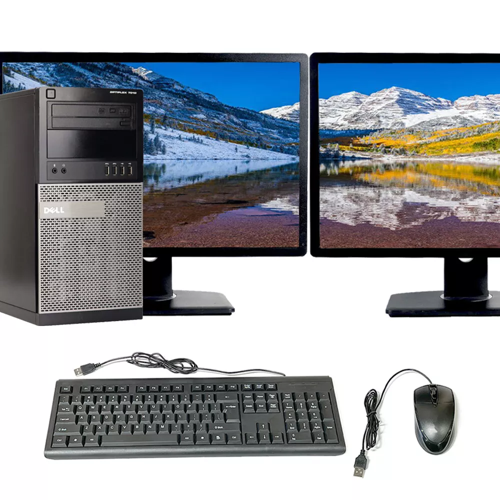 Dell Desktop Computer PC Tower Core i5 16GB 2TB HD/SSD 22 LCD