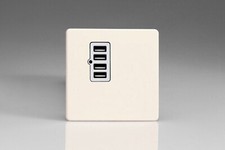 Varilight Screwless Primed Range - White Inserts & Brass Switches