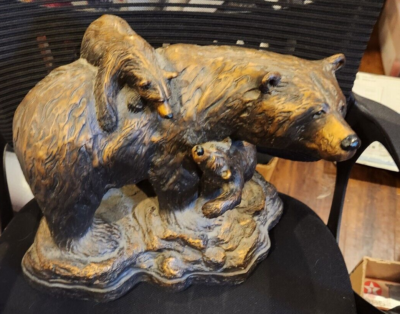 ジェフ・フレミング ビッグスカイ 手彫り木製クマ像彫刻 アンティーク 希少 J.M Fleming Big Sky Carvers Vintage Sculpture Bear and her
