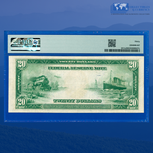 Fr.1011a 1914 $20 Twenty Dollars Federal Reserve Note San Fran, PMG VF 30 #17687 - Picture 2 of 3
