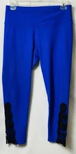 90 degrees by reflex Women Leggings With Embroidered Lace Royal Blue Size S
