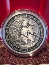 *RARE 2022 Tuvalu Black Flag The Rising Sun Antiqued 1 oz silver Coin