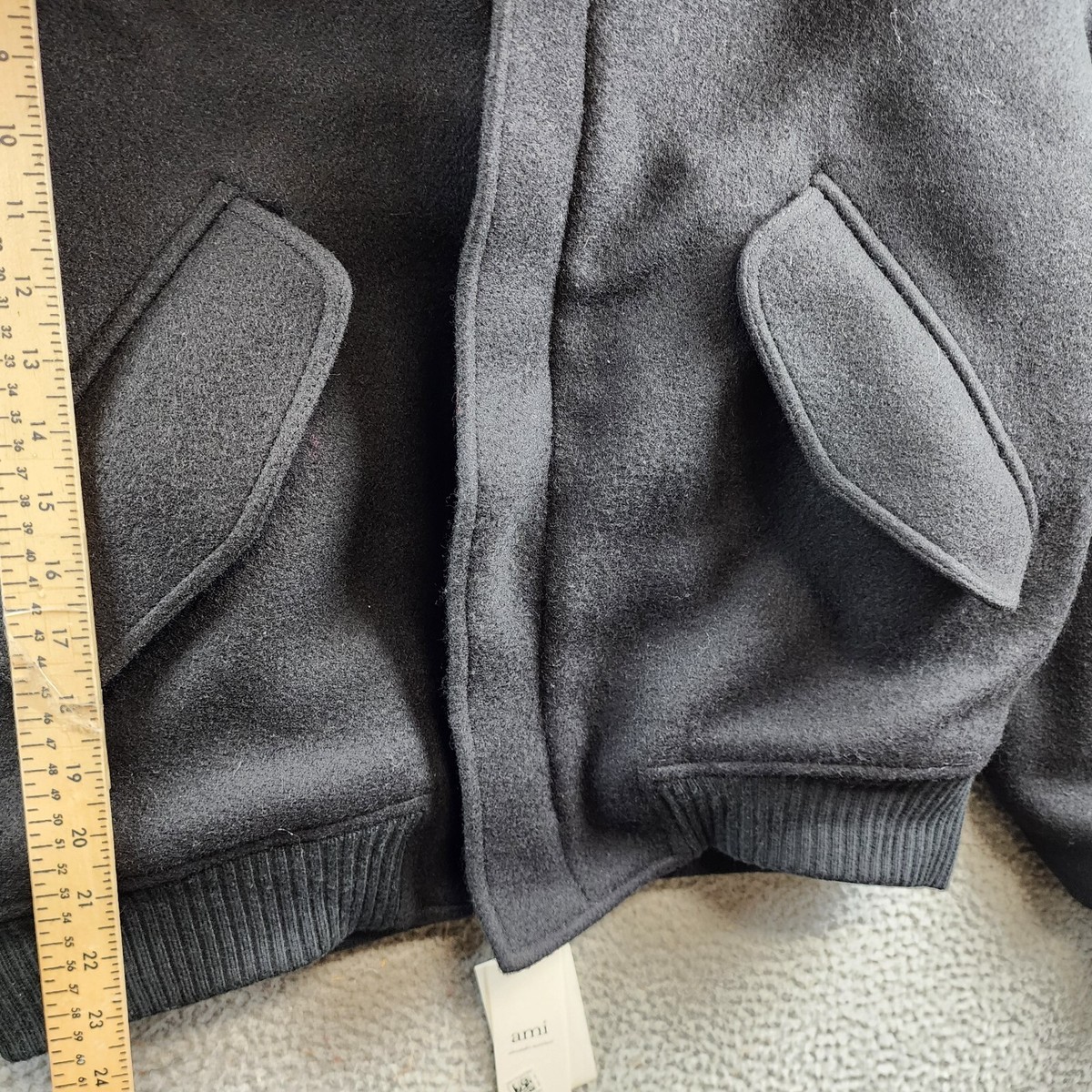 AMI Alexandre Mattiussi Fleece Collar Wool Bomber Jacket AMI Alexandre Mattiussi Fleece Collar Wool Bomber Jacket