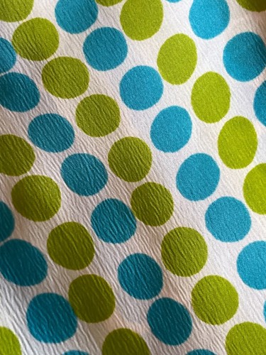 2+ Yds Retro Klopman Mills Fabric, Polka Dots, Lime Green, Turquoise, Woven Poly - Picture 3 of 8