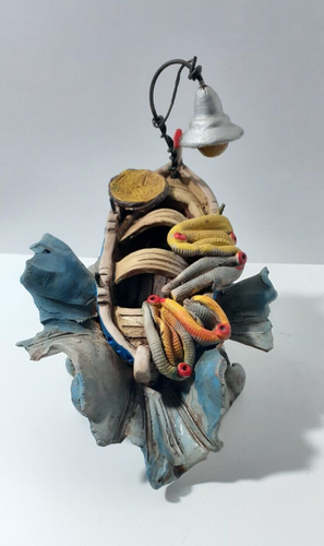 Vintage Handmade Italian Terracotta Pottery Fishing Boat Sculpture Artist Signed - Bild 15 von 24