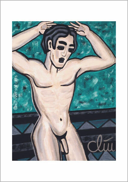 JACQUELINE DITT - Akt männlich frontal A4 DRUCK n.Gemälde Bild Erotik Mann - Bild 2 von 3