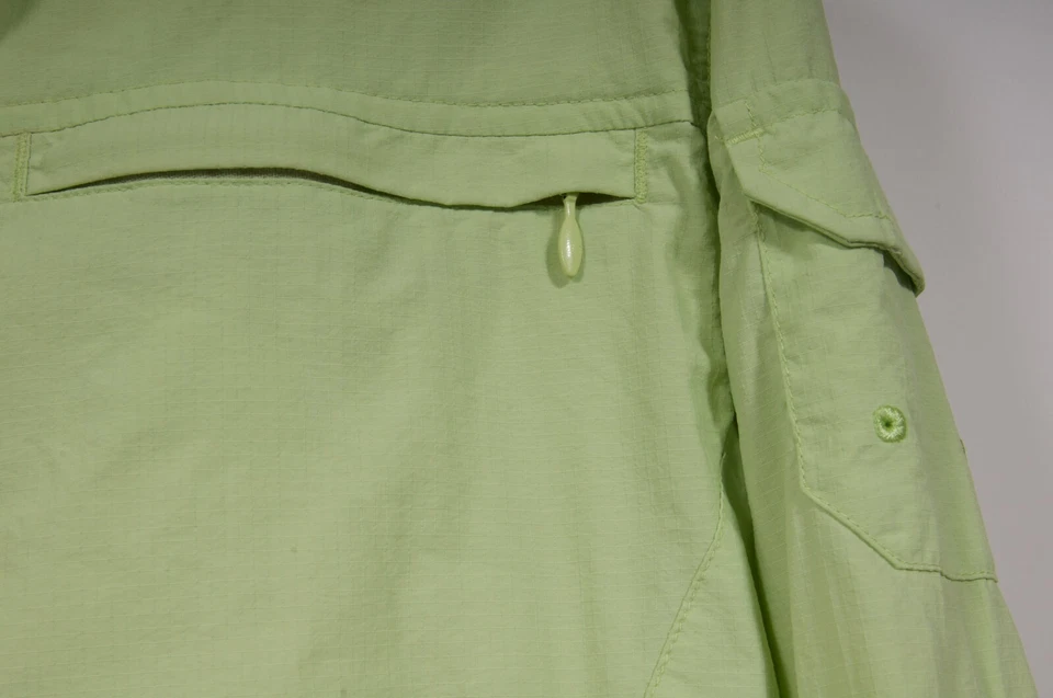 Bimini Bay Men Button Down Shirt Medium Green Nylon Vented Fishing Outdoor Shirt - Image 4 of 4