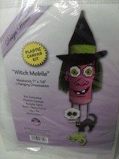 Purple WITCH MOBILE Plastic Canvas Kit 7" x 16"  Ornaments Design Works HTF