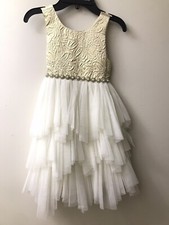 American Princess Gold Jacquard Bodice Tulle Skirt Party Dress Girls Size 5 NEW