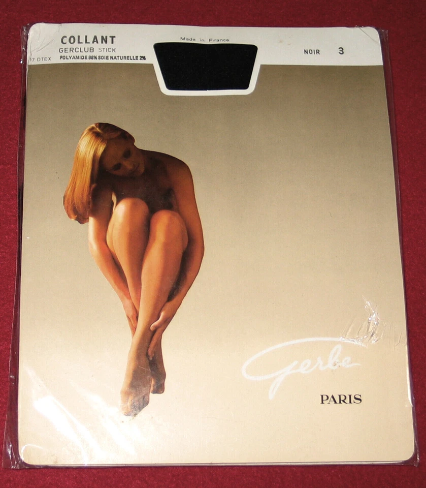COLLANT GERBE GERCLUB STICK T 3 NOIR NYLON LINGERIE VINTAGE FANTAISIE QUALITÉ - Photo 4/4