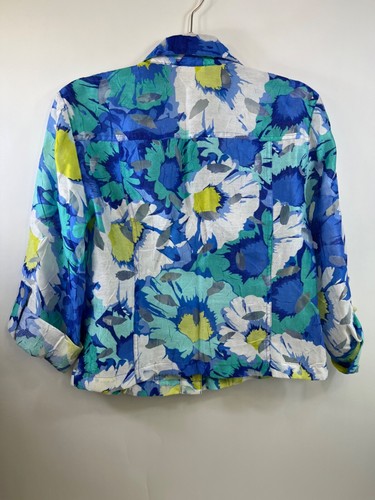 Ruby Road Lightweight Floral Jacket Top, Blue Floral, Women's Size 6 - Picture 4 of 9