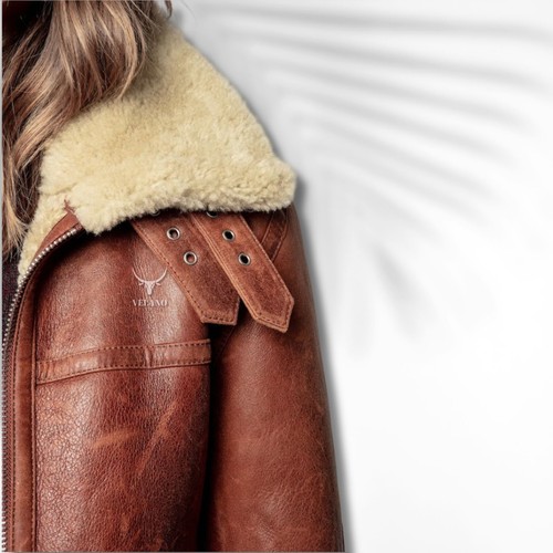 Women's RAF Aviator Pilot B3 Sheepskin Leather Bomber Jacket-Shearling Lined - Picture 3 of 9