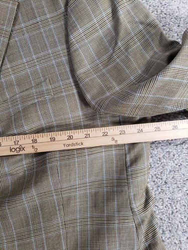 T. Harris Men's Sports Coat 46R Beige Plaid Wool 2 Button Double-Vented - Picture 6 of 13