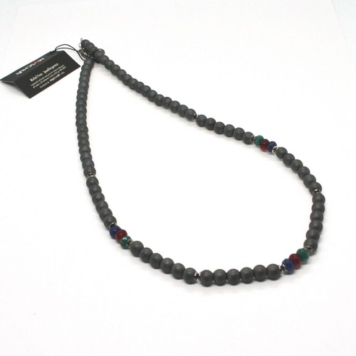 Collana De Plata 925 Pulida Con Hematita Y Ágata Hecho En Italia Por Maschia