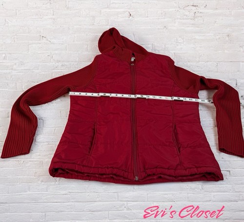 Carolyn Taylor Red Youth Jacket Puff Body Knit Sleeve Hoodie Youth XL - Picture 13 of 14