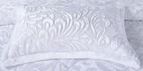 Quilted Velvet Bedspread 3 Piece Throw Pillow Shams Double King Size Bedding Set - Picture 18 of 26
