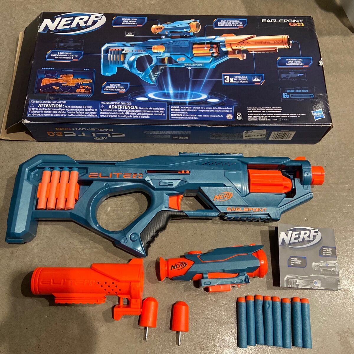 Nerf Elite 2.0 Eaglepoint RD-8 Blaster, Detachable Scope and