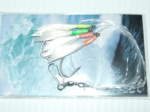 10 Feather Hokki Lures Sea Fishing Mackerel Herring Cod Pollock Bass Boat Rigs - Picture 2 of 6
