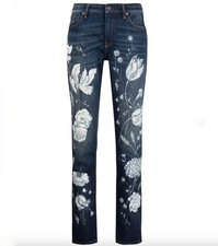 Ralph Lauren Purple Label sz 29 jeans denim painted floral print blue white 2021