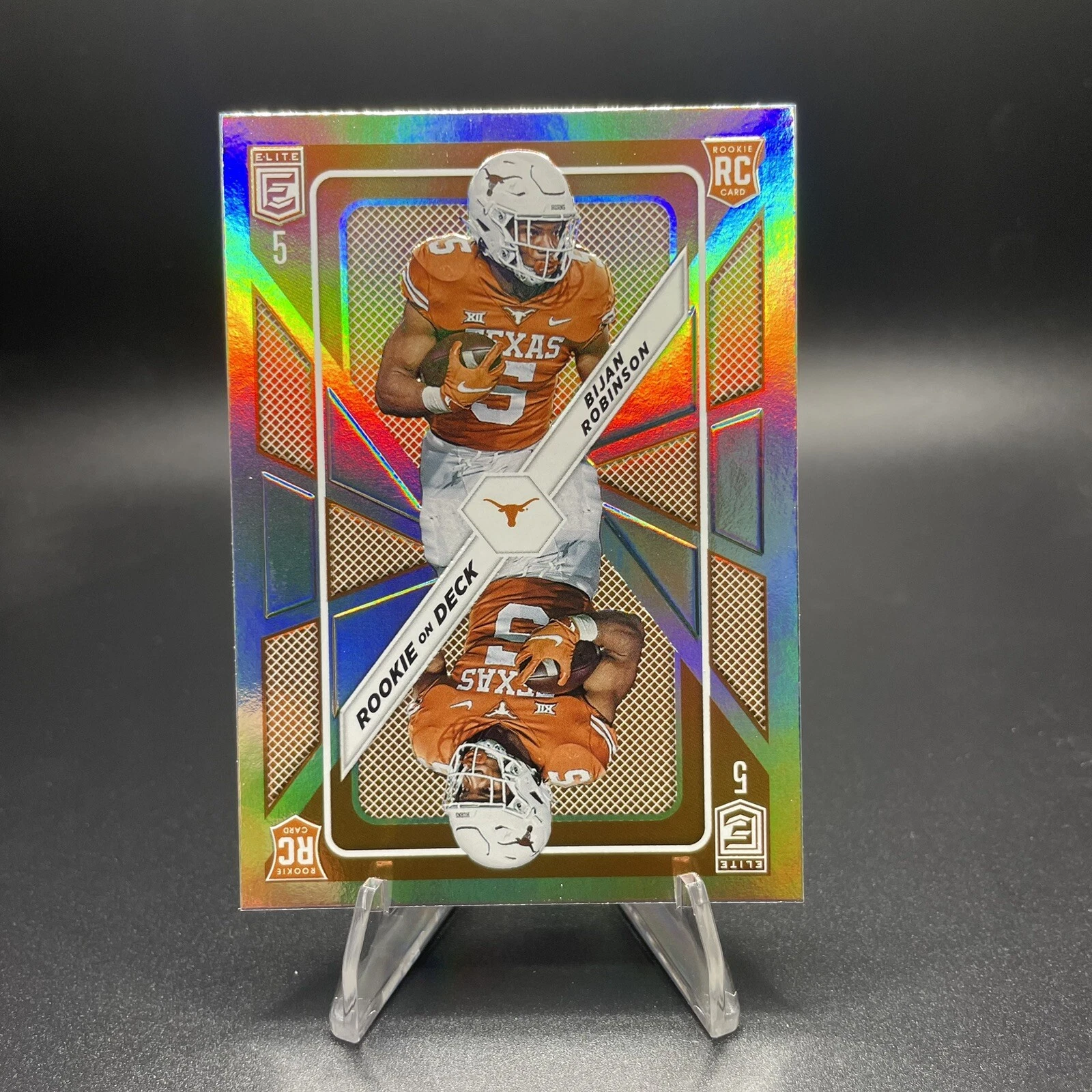 2023 Panini Donruss Elite Bijan Robinson RC Rookie On Deck Texas Parallel SB