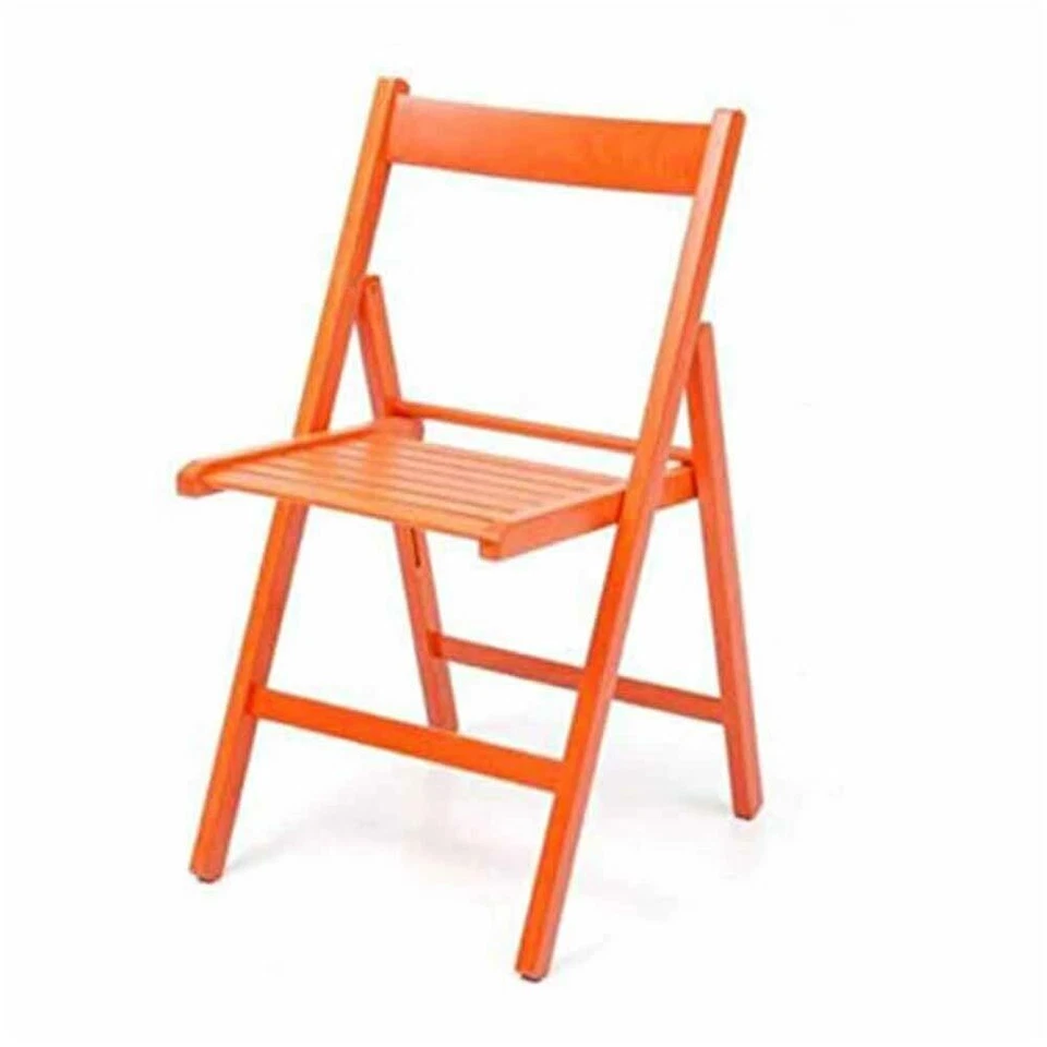 Set 4 Chaises Refermables en Bois Couleur Orange Chaise Piscine Jardin Pub - Photo 3/4