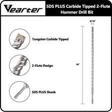 9/16''  X 18''  SDS PLUS Rotary Hammer Drill Bit For Concrete Masonry 4 Cutters