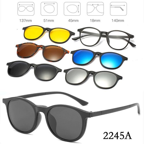 Magnetic Spectacle Rx Glasses Frame With 5+1 Pieces Polarized Sunglasses Clip-on - Picture 19 of 24