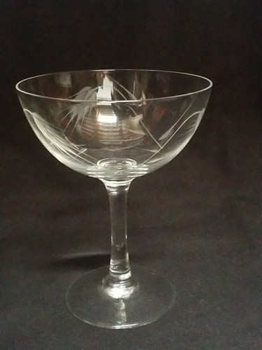 Vintage Champagner/Sherbert Glas mit geätztem Weizen, 4,25"" T x 3,5"" W - Bild 4 von 7