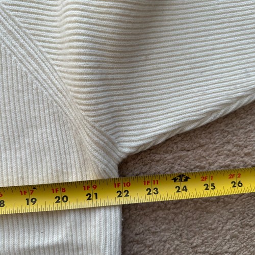 Jeanne Pierre Sweater Womens Large Wool Blend Turtleneck White Ribbed Pullover - Picture 7 of 10