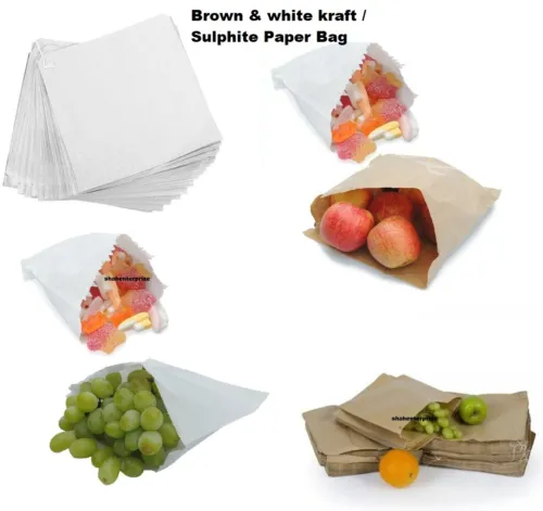  kraft white & brown kraft /sulphite strung paper bags food sandwich grocery bag image 2