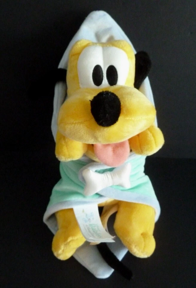 E8. DOUDOU PELUCHE DISNEY BABIES PARKS PLUTO BEBE lange couverture vert bleu 28c - Photo 2/4