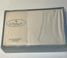 D Porthault Twin Fitted Sheet Cream Solid Cotton USA