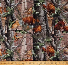 Cotton Realtree Camouflage Animals Woods Bears Deer Fabric Print by Yard D764.84