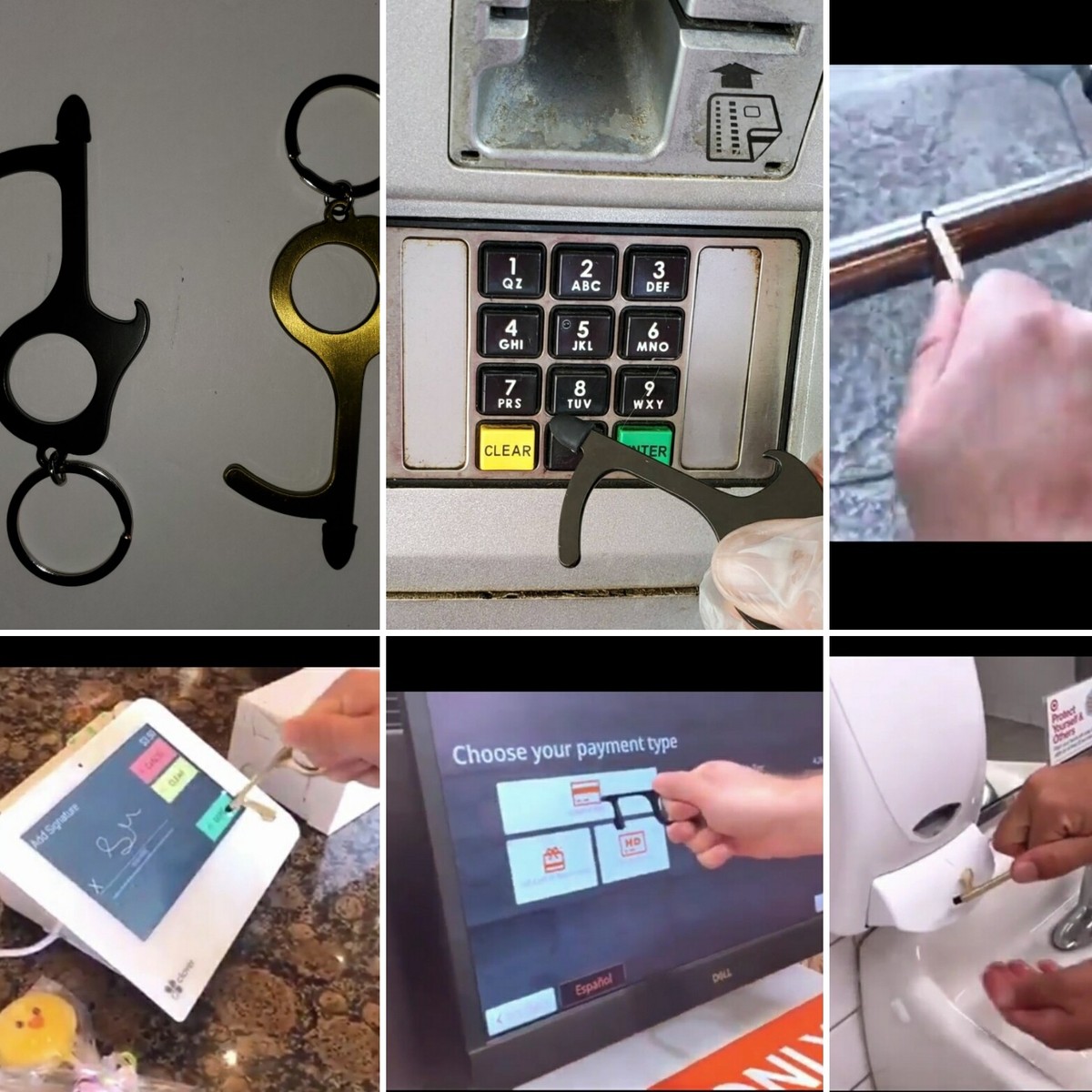 Clean Touchless No-Contact Door Opener / Bottle Cap Opener with