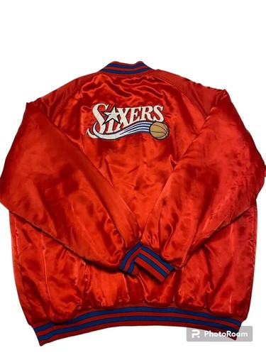 Veste snap vintage homme Nike Philadelphia 76ers NBA SIXERS satin taille 4XL rouge - Photo 14/15