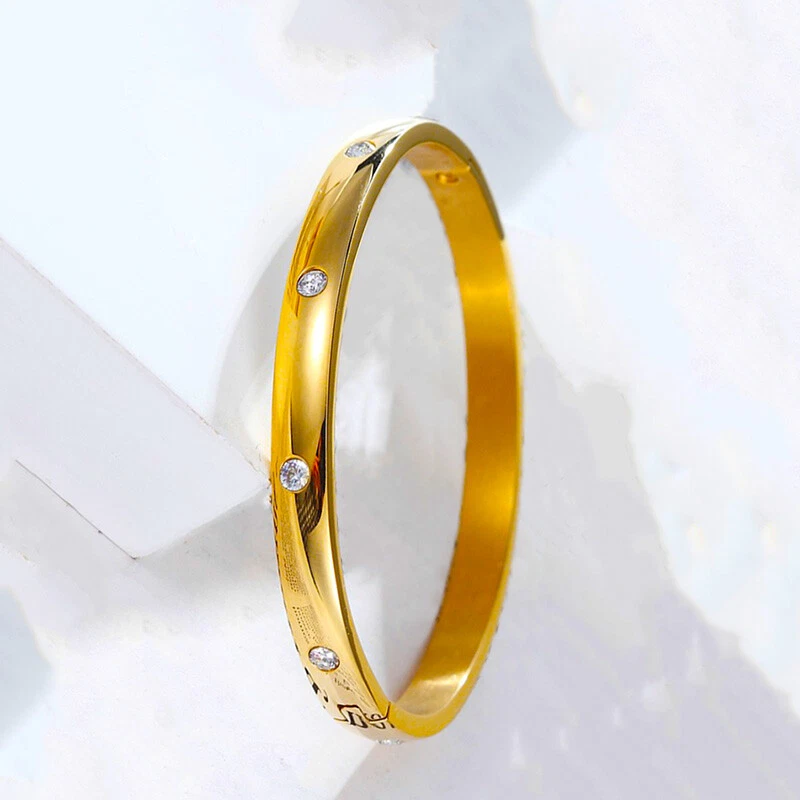 Женский маленький открытый браслет из чистого серебра с покрытием из 18-каратного золота 6,5 дюйма D990 - Изображение 4 из 4