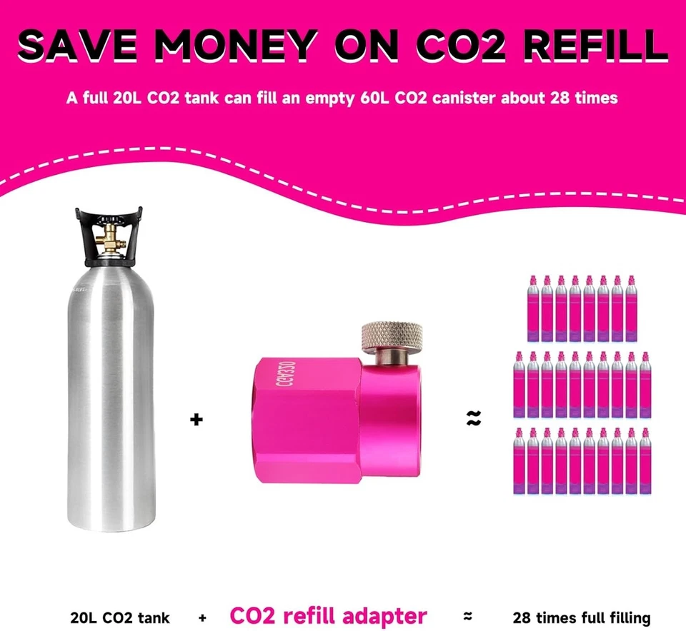 Quick Connect CO2 Nachfüll Adapter für Soda Maker Rosa CO2 Zylinder, CGA320 CO2... - Bild 2 von 4