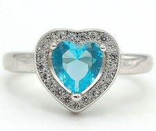 2CT Aquamarine  White Topaz 925 Sterling Silver Ring Sz 7 IB1-4