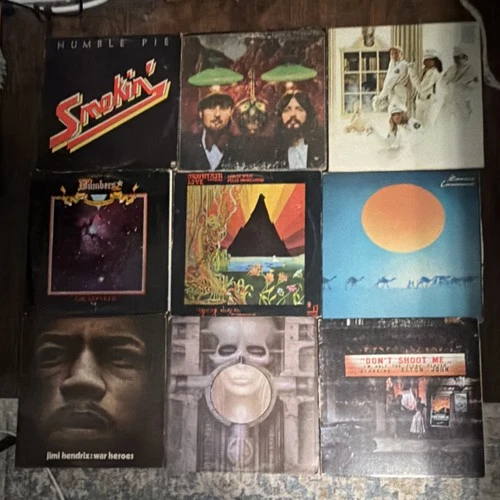 Vintage Classic Rock Vinyl Record Lp Lot of 9 Jimi Hendrix Santana Elton John +