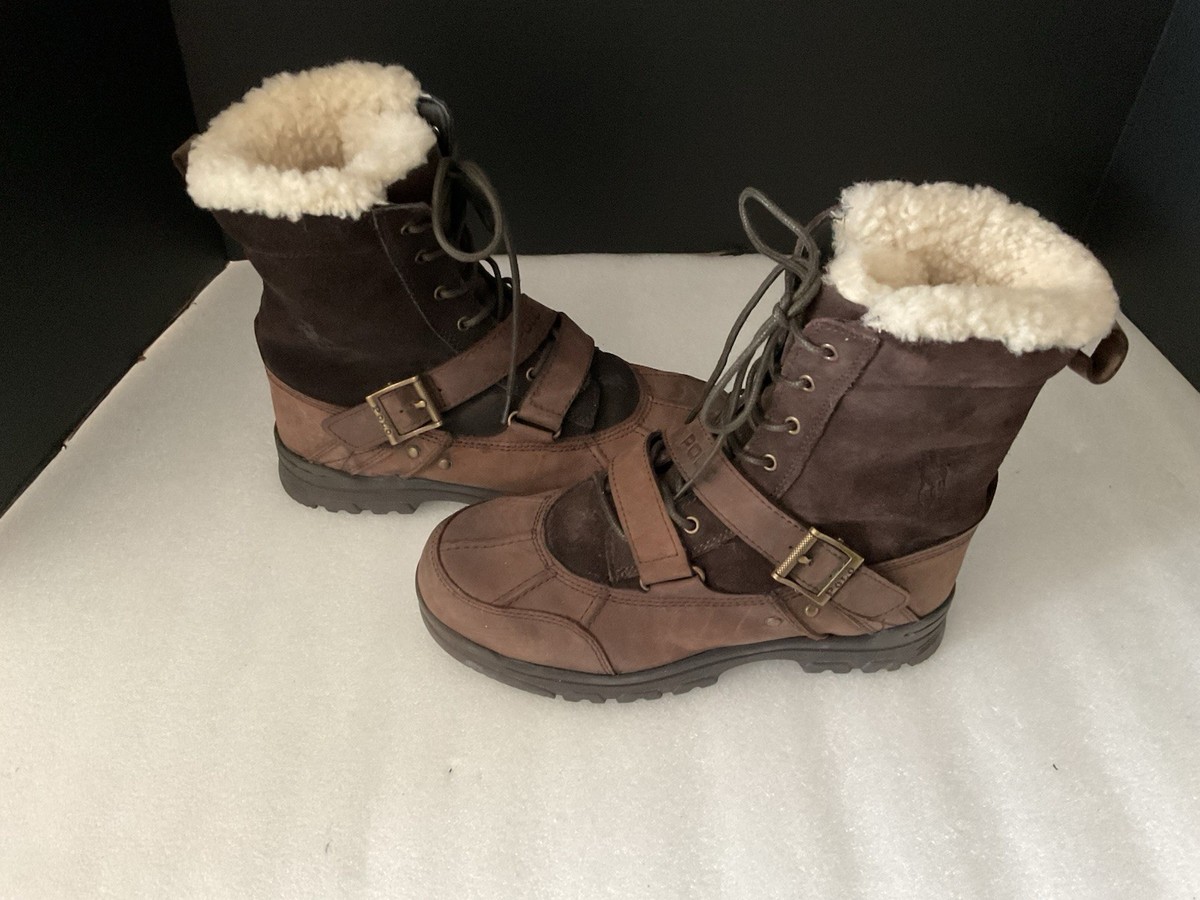Polo Ralph Lauren Tavin Brown Leather Winter BOOTS Big Boys