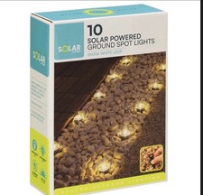 NEW 10PK SOLAR GROUND SPOTLIGHTS WARM WHITE BORDERS,PATHWAYS DRIVEWAYS LIGHTS
