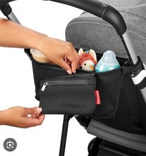 Skip Hop Grab  Go Black Stroller Organizer Cup Holder Storage Bag NEW